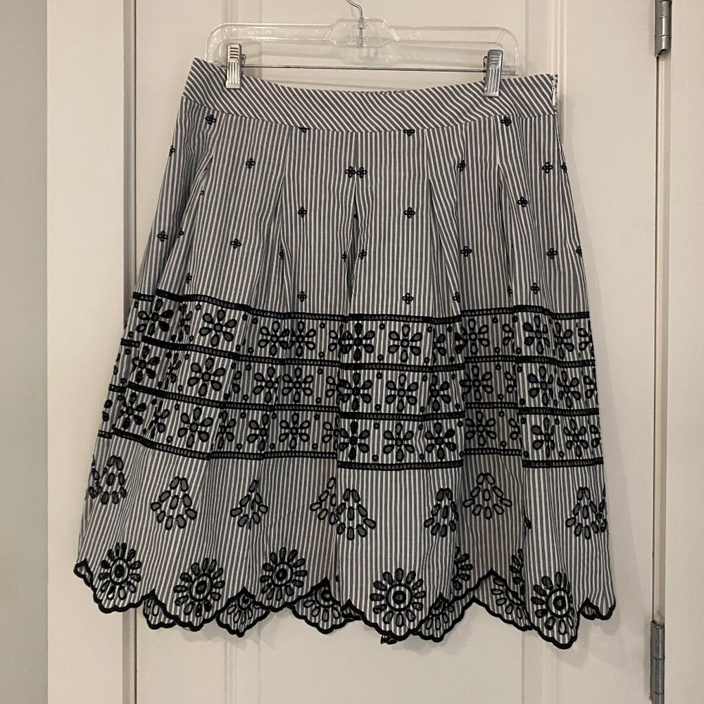 Talbots Black and White Cotton Pleated Skirt, Size 12P